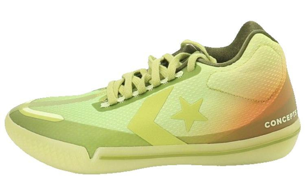 CONCEPTS x Converse All Star BB Evo round head lace-up PU fabric synthetic leather shock absorption, non-slip, wear-resistant wrapping support mid-top men's and women's actual combat basketball shoes the same style of green peach color