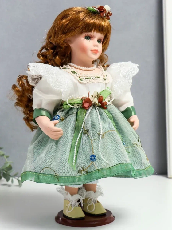 Кукла керамическая фарфоровая Агата в платье 30 см