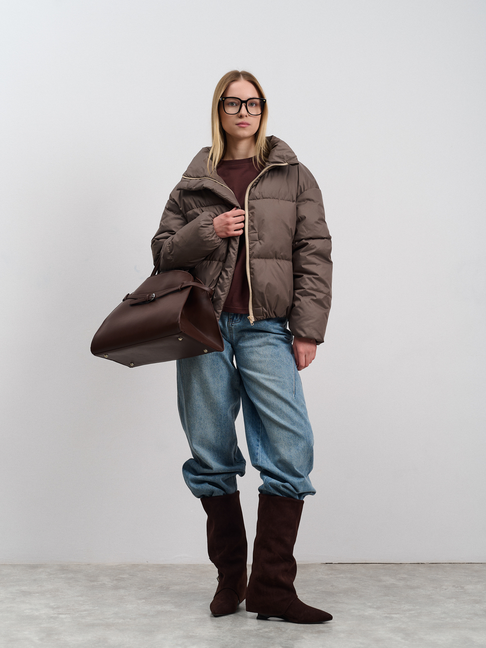 Пуховик женский демисезонный кофе