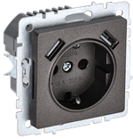 BRITE Розетка 1-местная с заземлением с защитными шторками 16А с USB A+A 5В 2,1А РЮш10-1-БрТБ темная бронза IEK