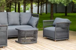 "Лугано" лаунж-зона 5-местная плетеная из роупа (веревки), каркас алюминиевый темно-серый, роуп темно-серый