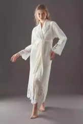 Халат женский велюровый Kleopatra 0383 кремовый NUSA Турция