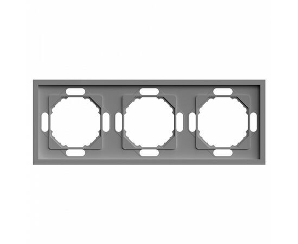 Рамка 3-местная с покрытием Soft Touch, серия Эмили, PFR00-5003-10, платиново-серый, STEKKER 49964