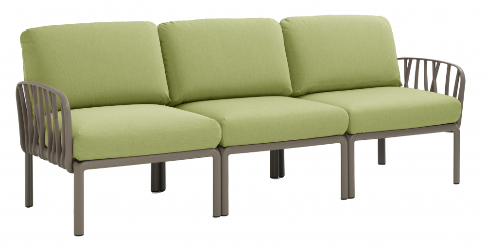 Диван пластиковый с подушками Nardi Komodo 3, тортора, авокадо