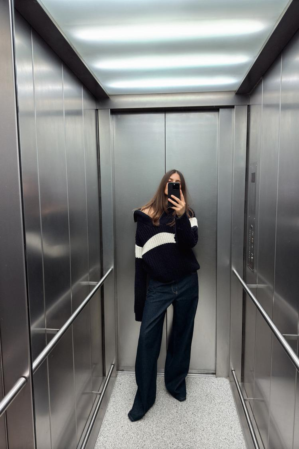 ZARA СВИТЕР В ПОЛОСКУ, ТЕМНО-СИНИЙ/ЭКРЮ