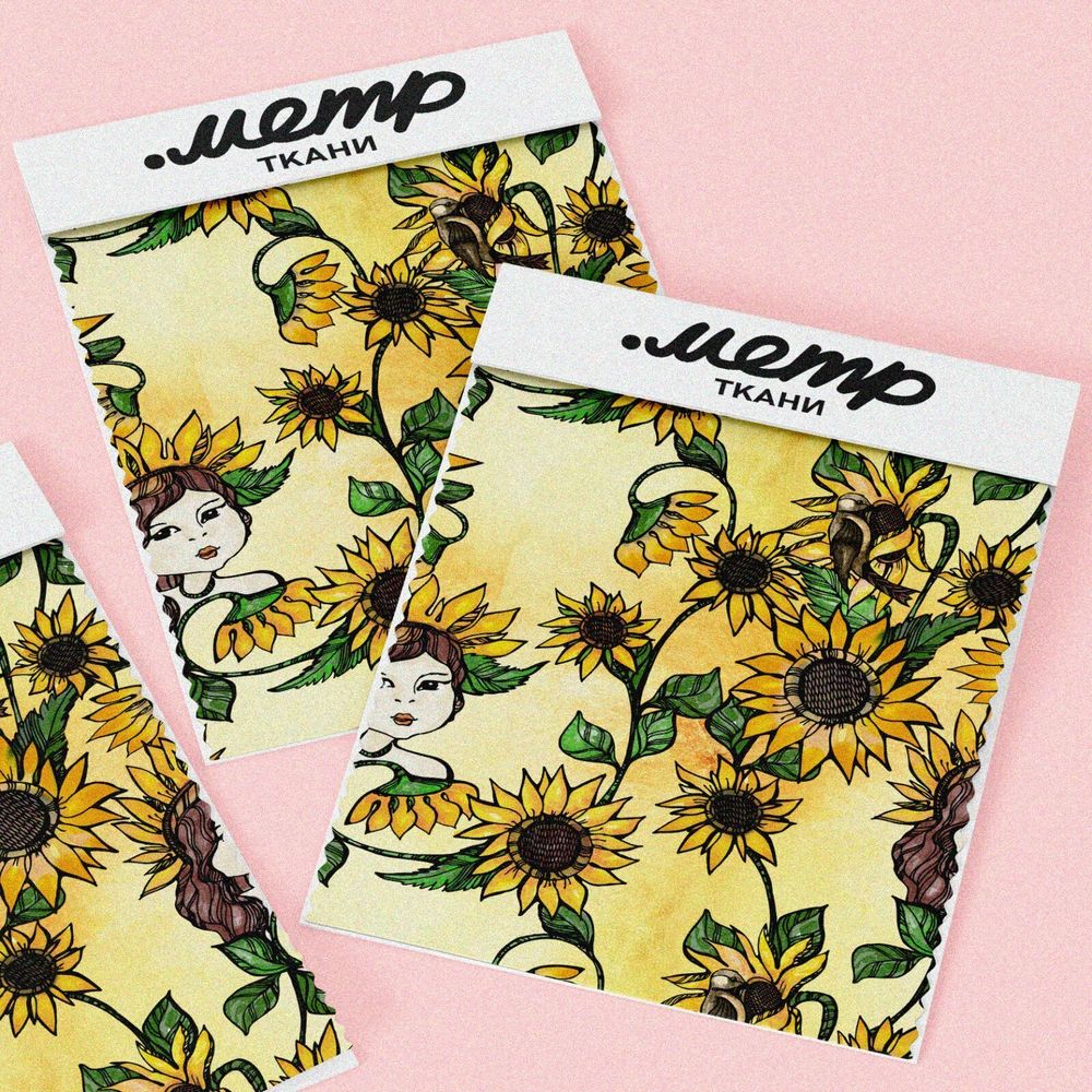 Ткань бифлекс девушка в подсолнухах