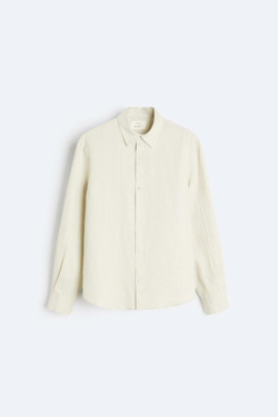 ZARA РУБАШКА ИЗ 100% ЛЬНА, ПЕСОЧНЫЙ