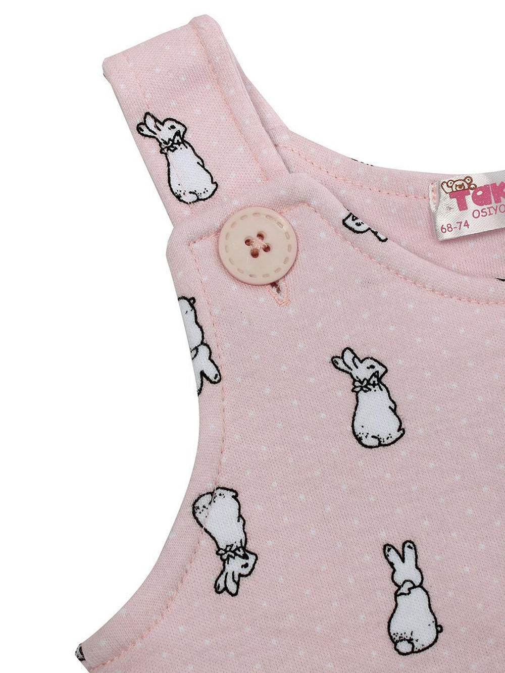 Ползунки высокие M1107IR-0/1 интерлок р.62-68 розовый/зайчик (Такро)