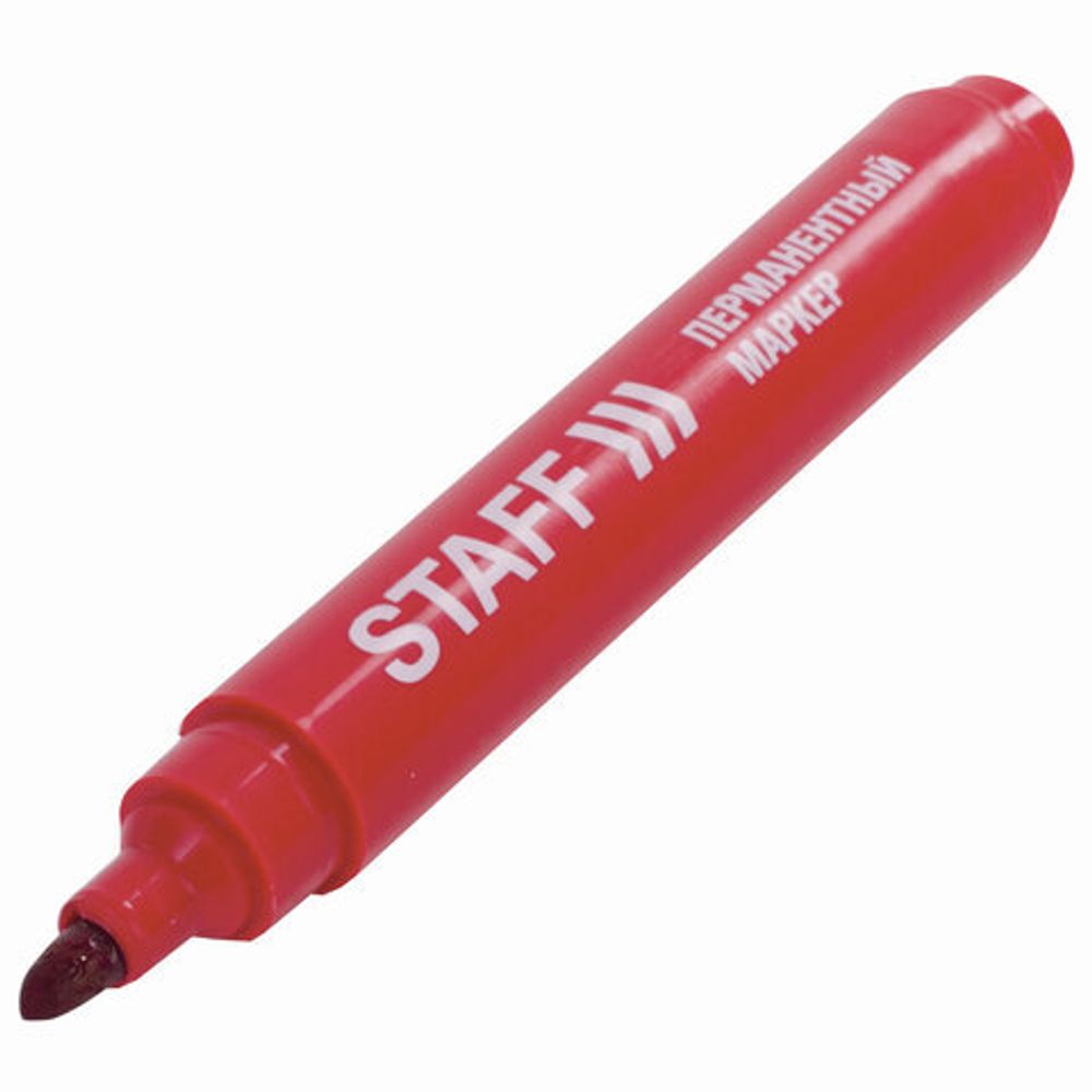 Маркер перманентный (нестираемый) STAFF "Basic" PM-733, КРАСНЫЙ, круглый наконечник, 2,5 мм, 150734