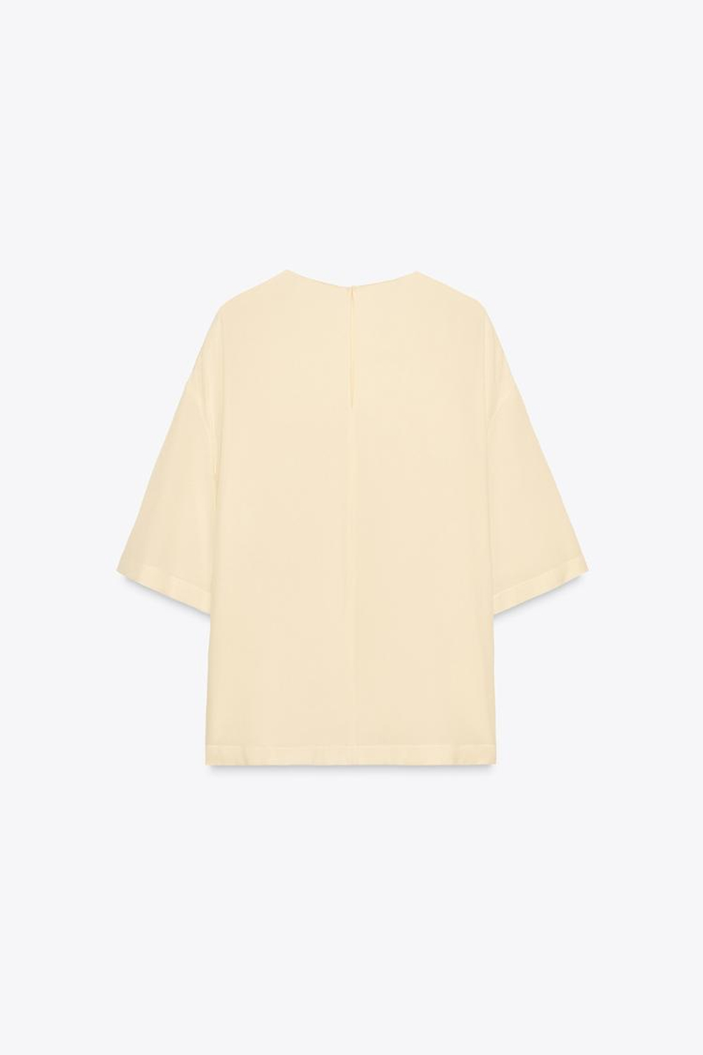 ZARA ТОП ИЗ ШЕЛКА С КОРОТКИМИ РУКАВАМИ — ZW COLLECTION LIMITED EDITION, ЦВЕТ СЛИВОЧНОГО МАСЛА