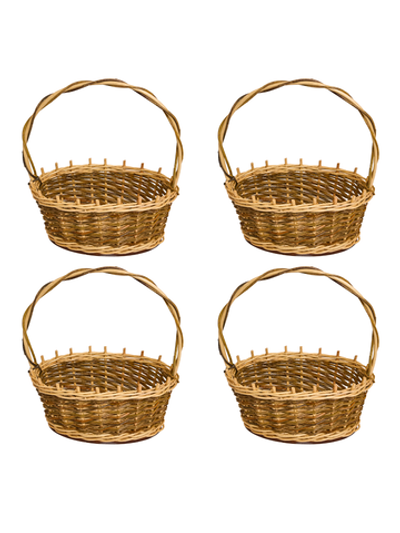 Корзинка овальная подарочная, набор 4 штуки, арт. O270GR/4, 27х19х10 см, высота с ручкой 34 см