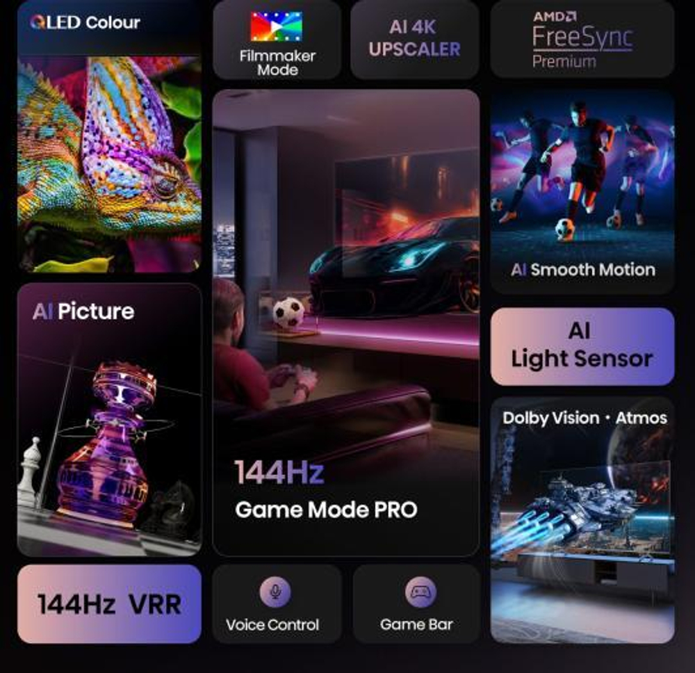 Телевизор QLED Hisense 65" 65E7Q PRO темно-серый 4K Ultra HD 120Hz DVB-T DVB-T2 DVB-C DVB-S DVB-S2 USB WiFi Smart TV