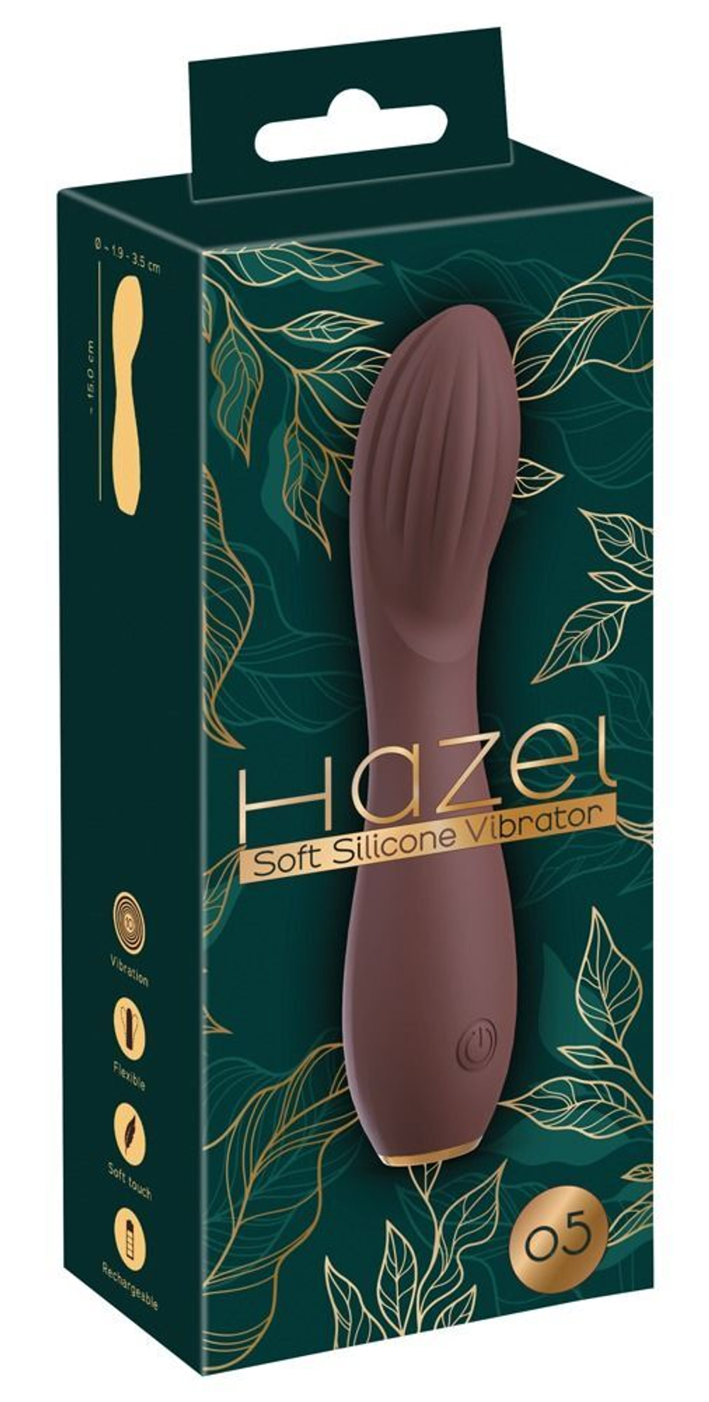 Коричневый вибратор с рельефной головкой Hazel 05 - 15 см. (Цвет: коричневый)