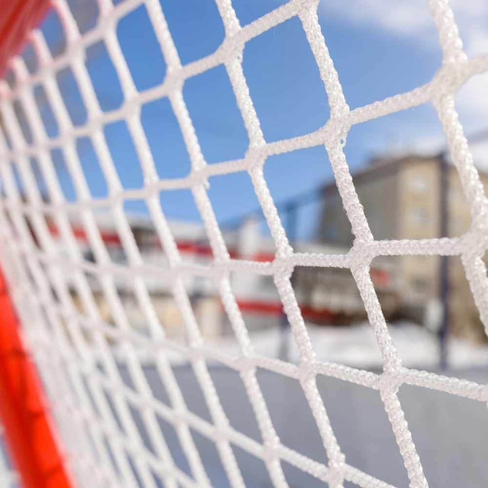 Сетка хоккей яч. 40*40 (1,25*1,85*1,30м) d=3,0мм, цвет белый ПА, (пара).
