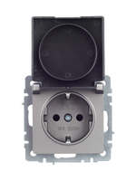 BRITE Розетка 1-местная с заземлением с защитными шторками и крышкой 16А IP44 РСбш10-3-44-БрС сталь IEK
