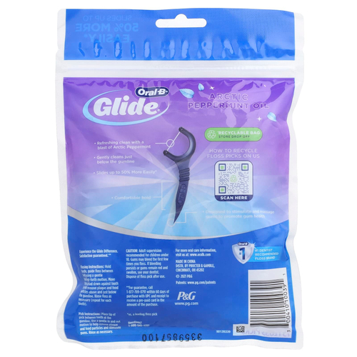 Oral-B, Glide, зубная нить-зубочистка, масло перечной мяты, 75 штук