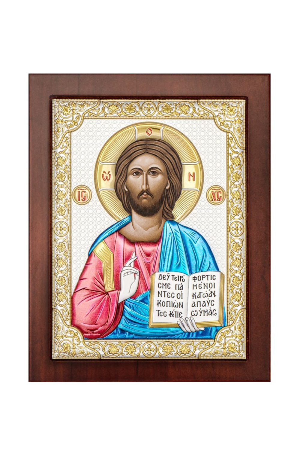 Спаситель, икона прямоугольная с рамкой, красное дерево, эмаль 210х260