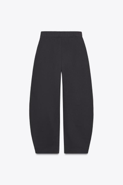 ZARA БРЮКИ ИЗ ФЛИСА С РЕМНЕМ, УГОЛЬНЫЙ