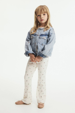 H&M Хлопковые легинсы-клеш, пудрово-розовый