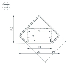 Профиль SL-KANT-H18-2000 ANOD (Arlight, Алюминий) 049042