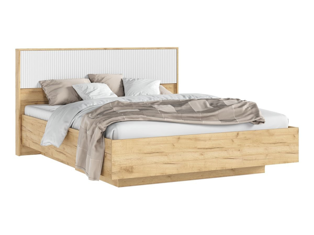 Кровать двухспальная 160х200 парящая с ортопедическим основанием Браш Графит/Дуб Крафт