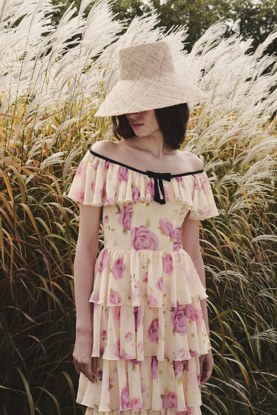 Платье макси из принтованного шифона