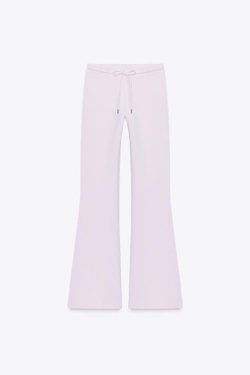 ZARA БРЮКИ-КЛЕШ ИЗ ИНТЕРЛОКА, РОЗОВЫЙ