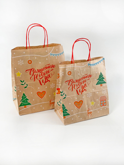 Крафт пакет 220 х 120 х 250 мм "Волшебного нового года", 70 гр/м2