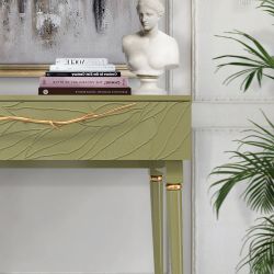 Консоль Арт Колор leaves Классик Голд Зеленая олива