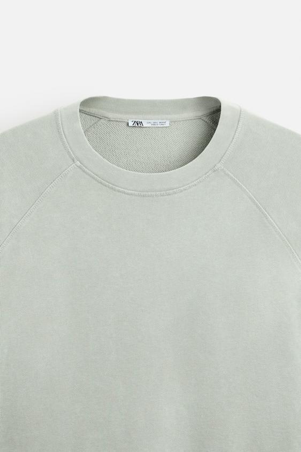 ZARA ТОЛСТОВКА ИЗ ТКАНИ С ЭФФЕКТОМ ПОТЕРТОСТИ, СВЕТЛО-ЗЕЛЕНЫЙ