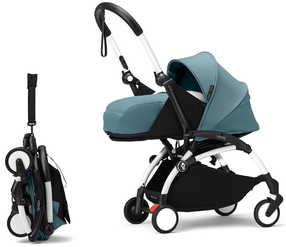 Коляска Stokke YOYO3 Newborn Shell - Newborn Pack рама белая White 2 в 1 Aqua