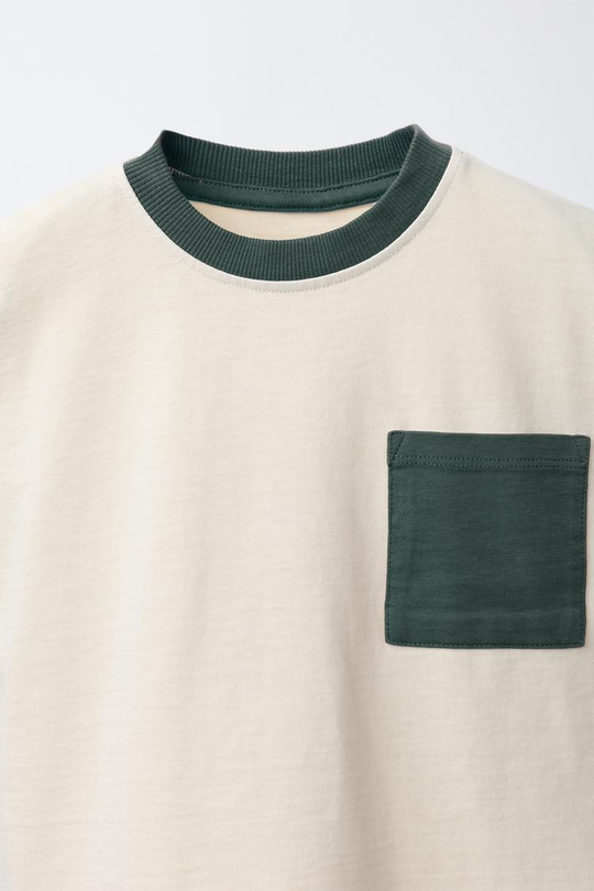 ZARA ФУТБОЛКА В СТИЛЕ КОЛОР-БЛОК, МЯГКИЙ ЗЕЛЕНЫЙ