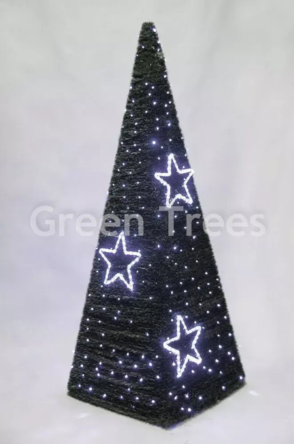 Хвойный конус зеленый 2,5 м. c LED лампами, квадратное сечение, ПВХ, Green Trees (GT2,5KONKVLED)