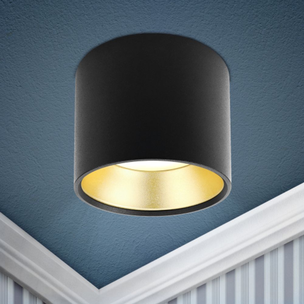 Светильник накладной ЭРА OL8 GX53 BK/GD под лампу GX53 черный/золото | Накладные светильники