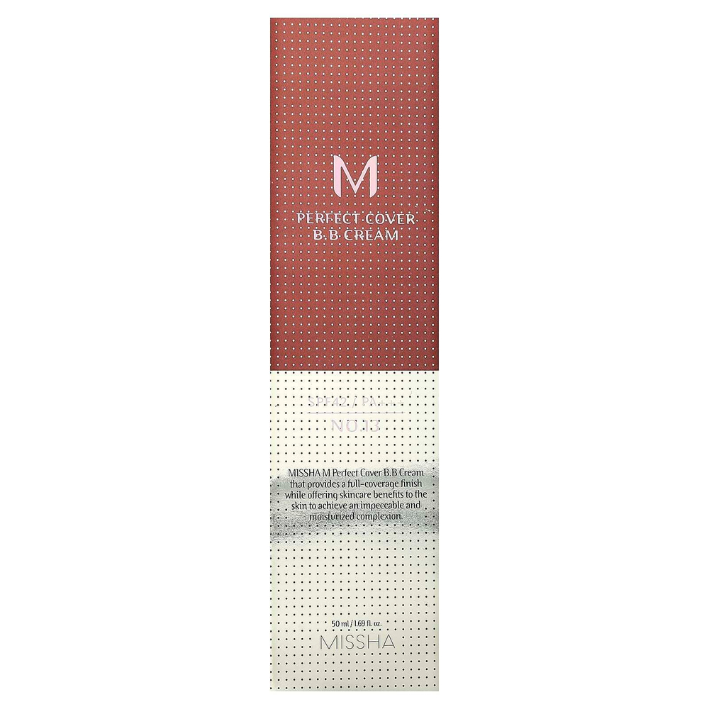 Missha, M Perfect Cover, BB-крем, SPF 42 PA+++, оттенок 13 ярко-бежевый, 50 мл (1,69 жидк. унции)