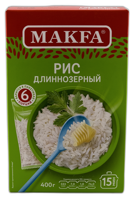 Рис длиннозерный Makfa, 400 г
