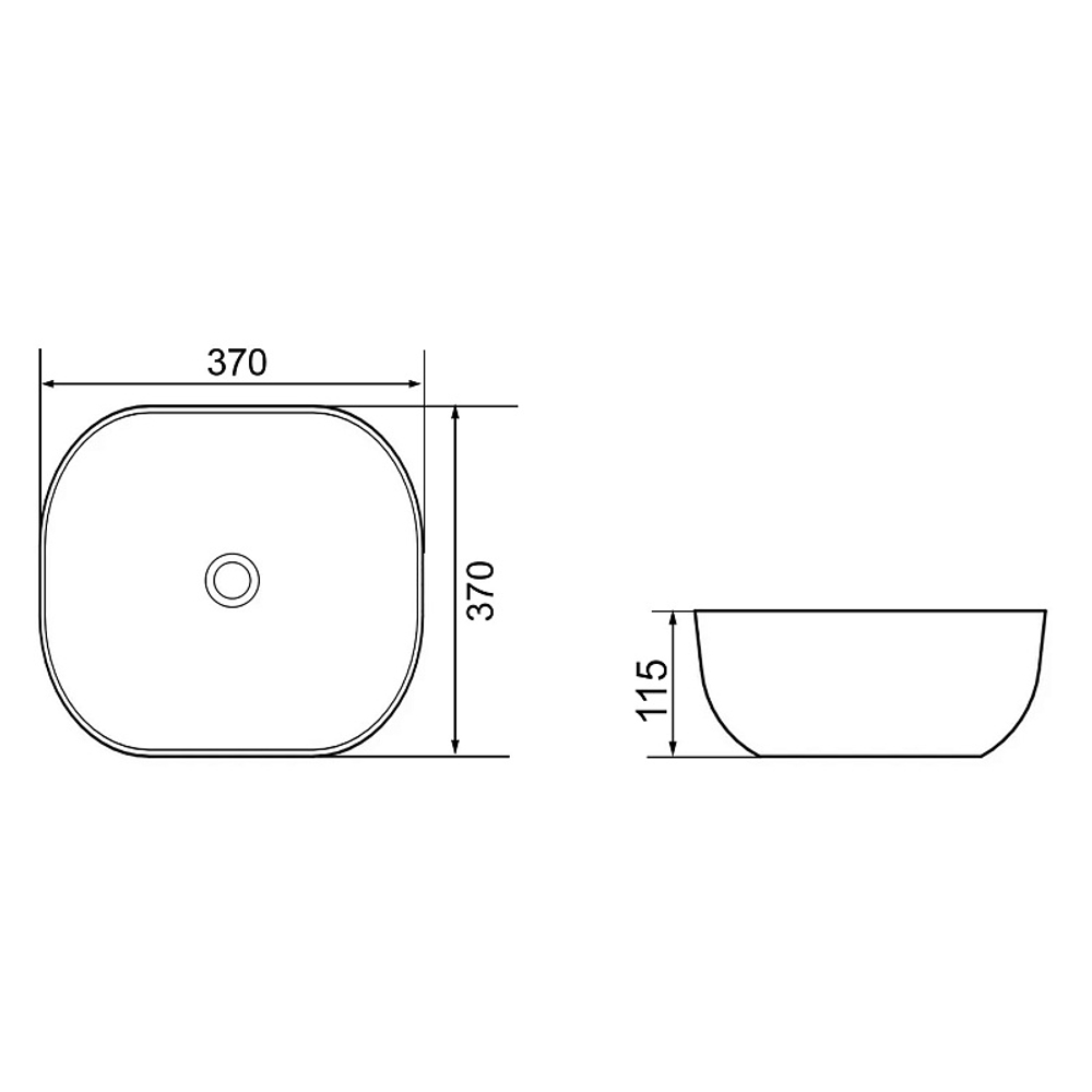 Раковина-чаша Azario 370x370x115 накладная, округлая, темный мрамор (AZ-2184+M823)