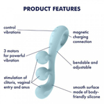 Мультифункциональный вибратор для тройной стимуляции Satisfyer Tri Ball 2 голубой