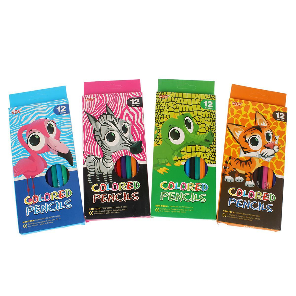 Карандаши цветные "Животные" 12 цветов, пластиковые, шестигранные