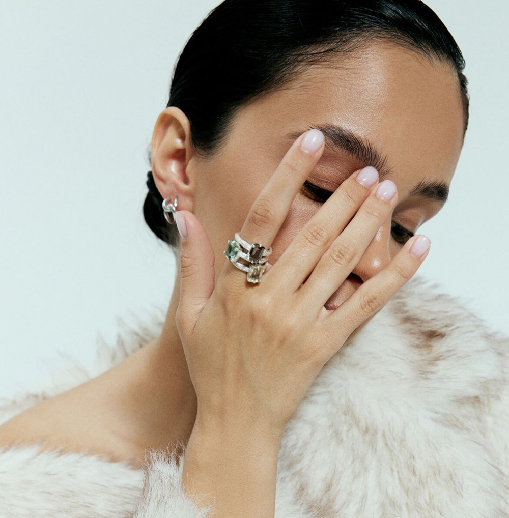 кольцо mireille с зеленым аметистом