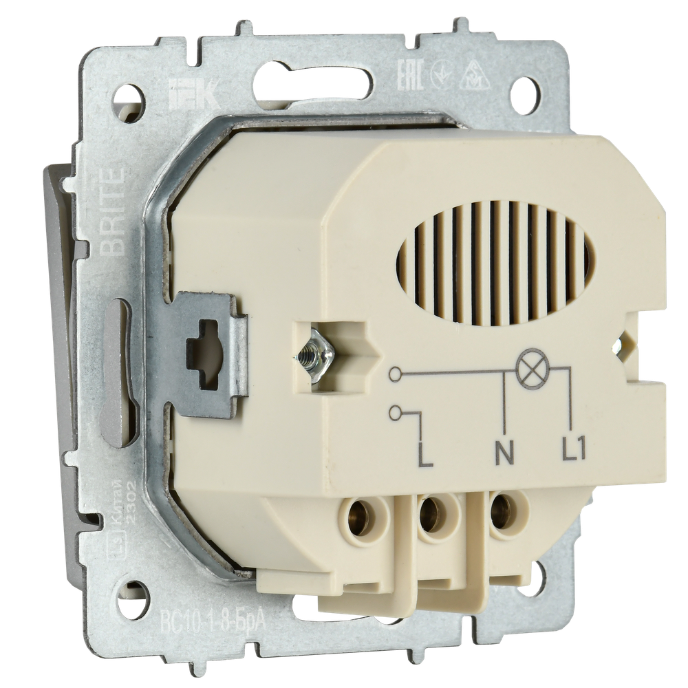 BRITE Выключатель карточный 30А ВС10-1-8-БрА алюминий IEK