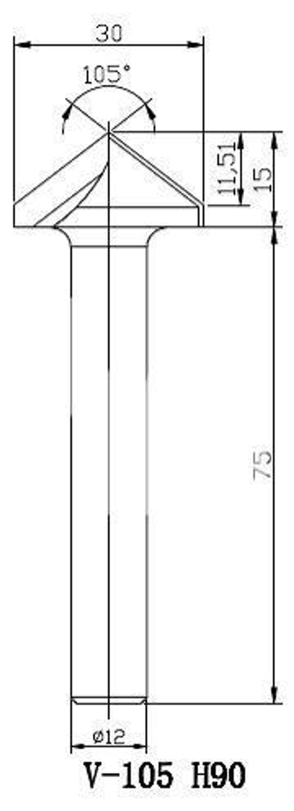 PCD фреза D.30x15x65 S.12