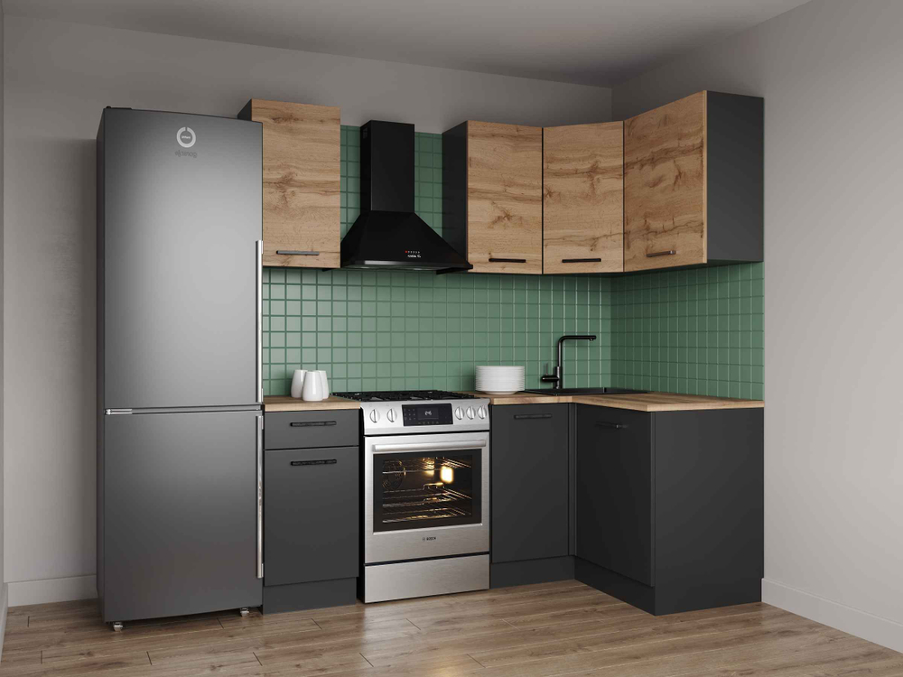 Кухонный гарнитур угловой Дели 2000х1200 столешница 26 мм (с отдельно стоящей плитой)