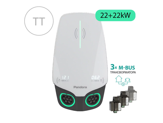 Настенная зарядная станция Pandora Wall-E DUO TT Home Edition AC 22+22 кВт