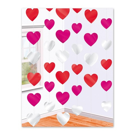 Гирлянда вертик Сердца разноцветные 2,1м 6шт