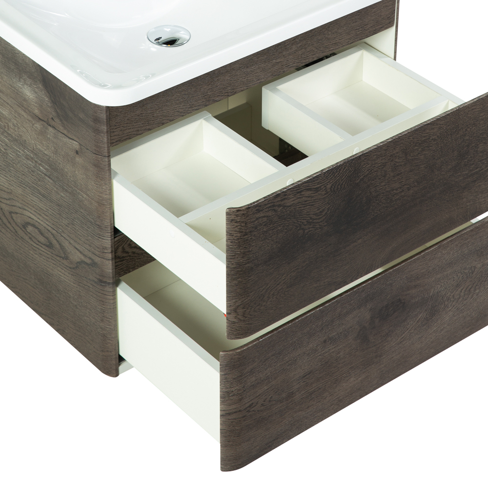 Тумба подвесная с раковиной BelBagno ALBANO-600-2C-SO-RNG Rovere Nature Grigio, раковина BB600/455-LV-MR-ALR