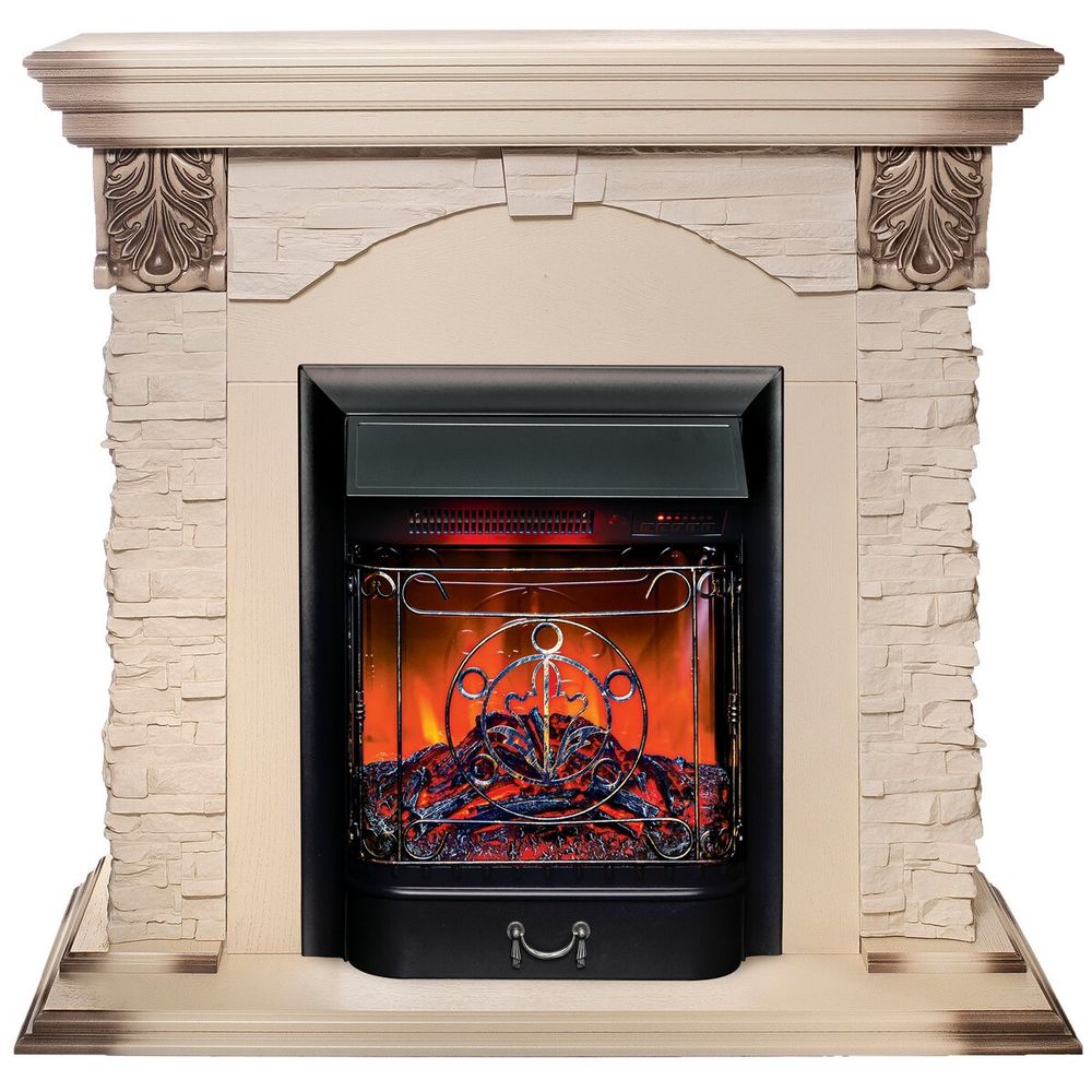 Электрокамин RealFlame Dublin Lux WT с очагом Majestic Lux Black RC