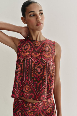 ZARA ЮБКА МИДИ С ПЕРФОРАЦИЕЙ, РАЗНОЦВЕТНЫЙ