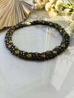 Колье из бисера "Змейка" ручной работы с камнем Гранат (гроссуляр)