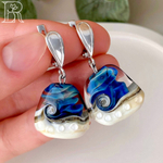 LEFIREL' Серьги серебряные женские "Берег желаний" с бусинами из муранского стекла / ювелирные украшения из родированного серебра 925